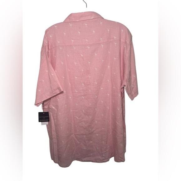 Saks Fifth Avenue NWT Pink Flamingo Linen Blend Short Sleeve Shirt XXL - Picture 3 of 6